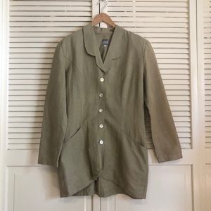 Vintage Oversized Linen Blend Blazer with Interesting Buttons